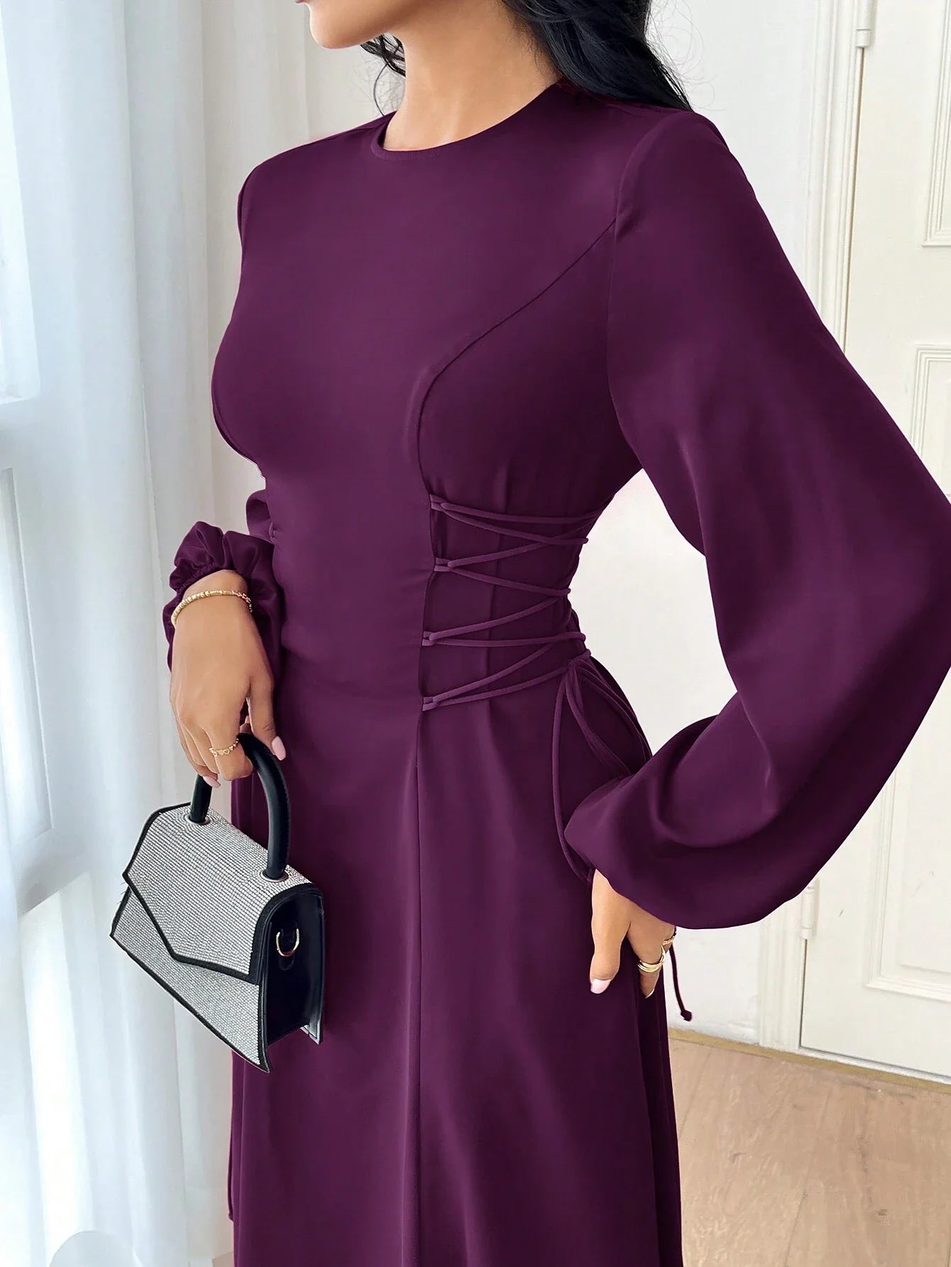 | SHEIN Modely Women's Solid Color Simple Daily Long Sleeve Dress Party Elegant Evening Long Sleeve Maxi Dress | Dress | Shein | OneHub
