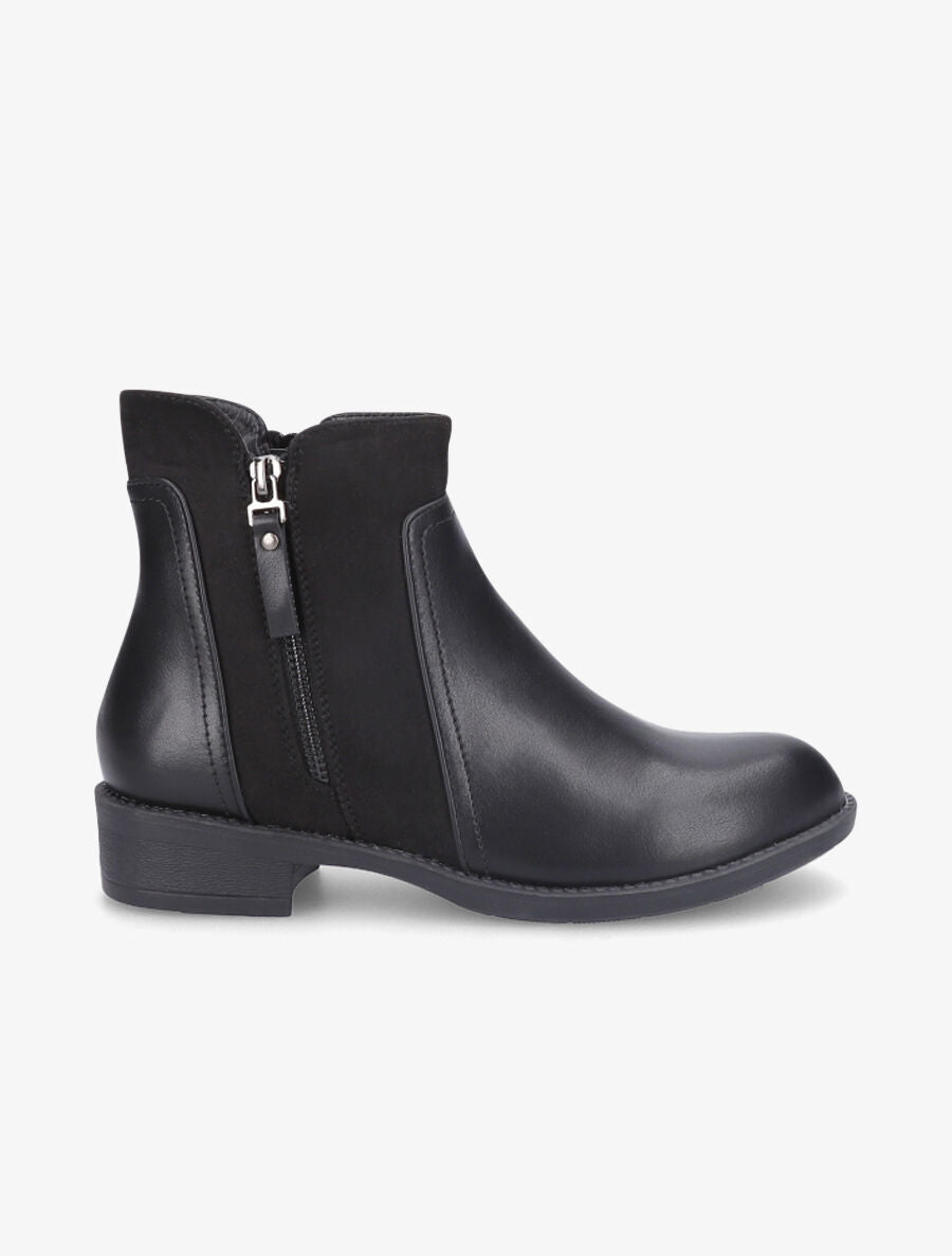 Bottines bimatière à double zips - Noir - 5