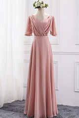 Blush Pink Chiffon Long Mismatch Bridesmaid Dresses