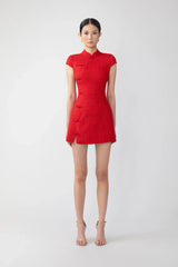 SAU LEE | Natasha Tweed Mini Dress | Natasha Tweed Mini Dress - Red / 00