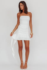 Golden State Strapless Drop Waist Mini Dress White by Selfie Leslie