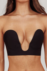 Orla U-Plunge Backless Adhesive Bra Black by Selfie Leslie