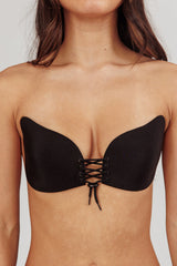 Vito Backless Lace-up Adhesive Bra Black by Selfie Leslie