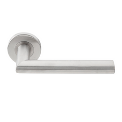 SH-823-SS, Lever Handles, Solid, On Round Rose, With Escutcheons, 151mm (l), Stainless Steel, DORMAKABA