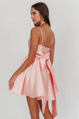 Athens Flared Bow Mini Dress Blush by Selfie Leslie