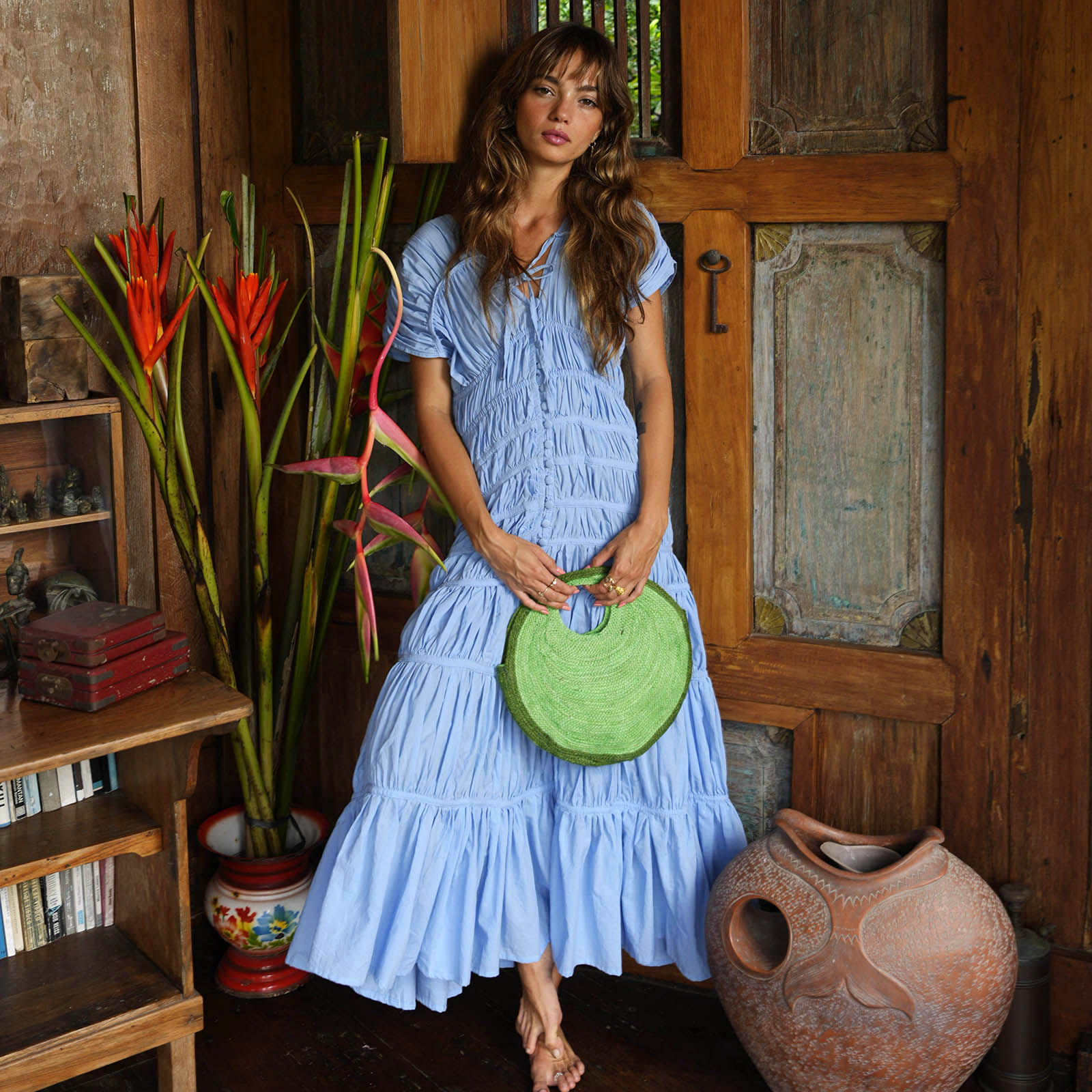 SRIKANDI Ruffle Maxi Dress In Princess Blue