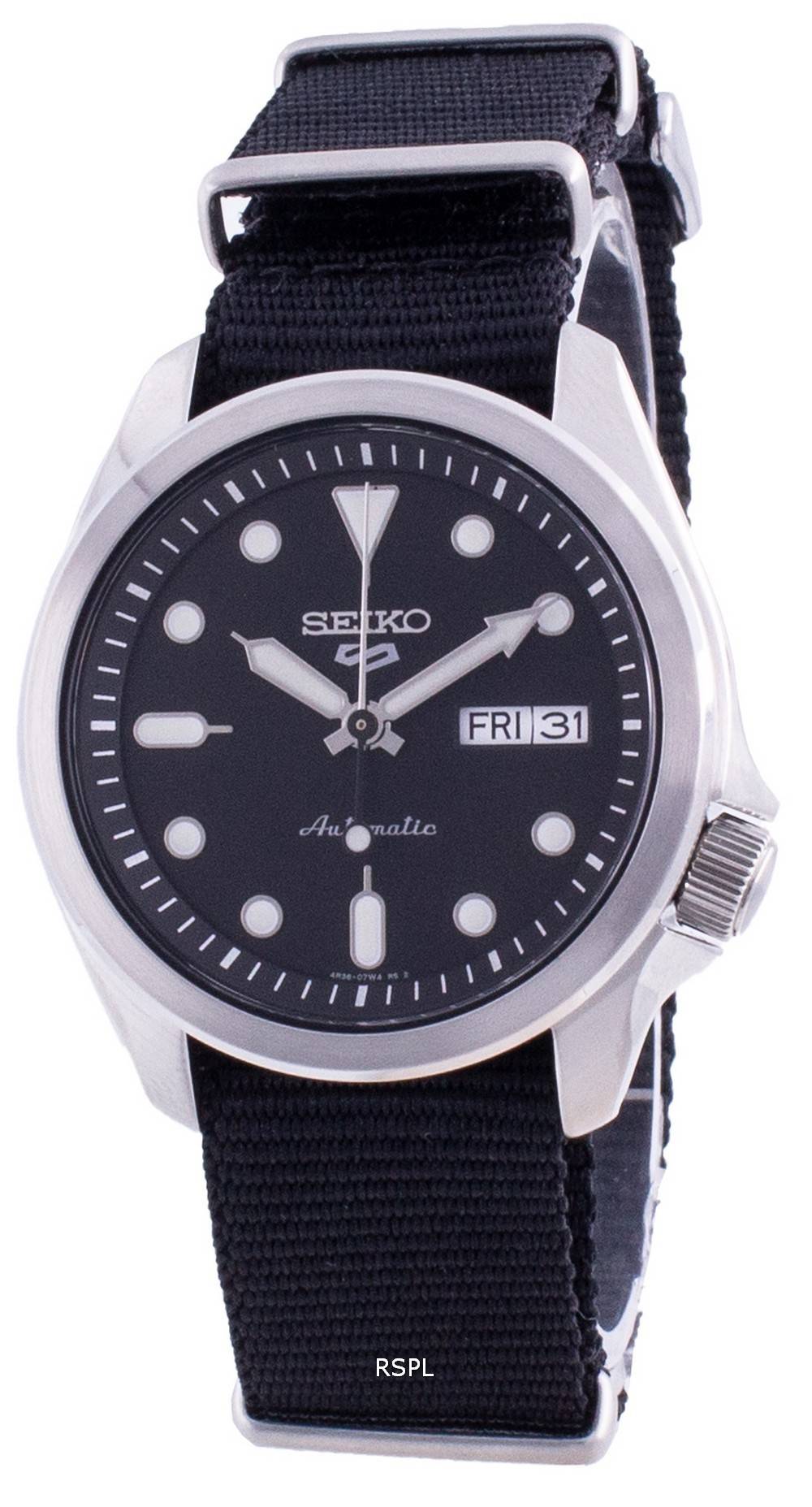 Montre Homme Seiko 5 Sports Cadran Noir Bracelet En Nylon Automatique SRPE67 SRPE67K1 SRPE67K 100M