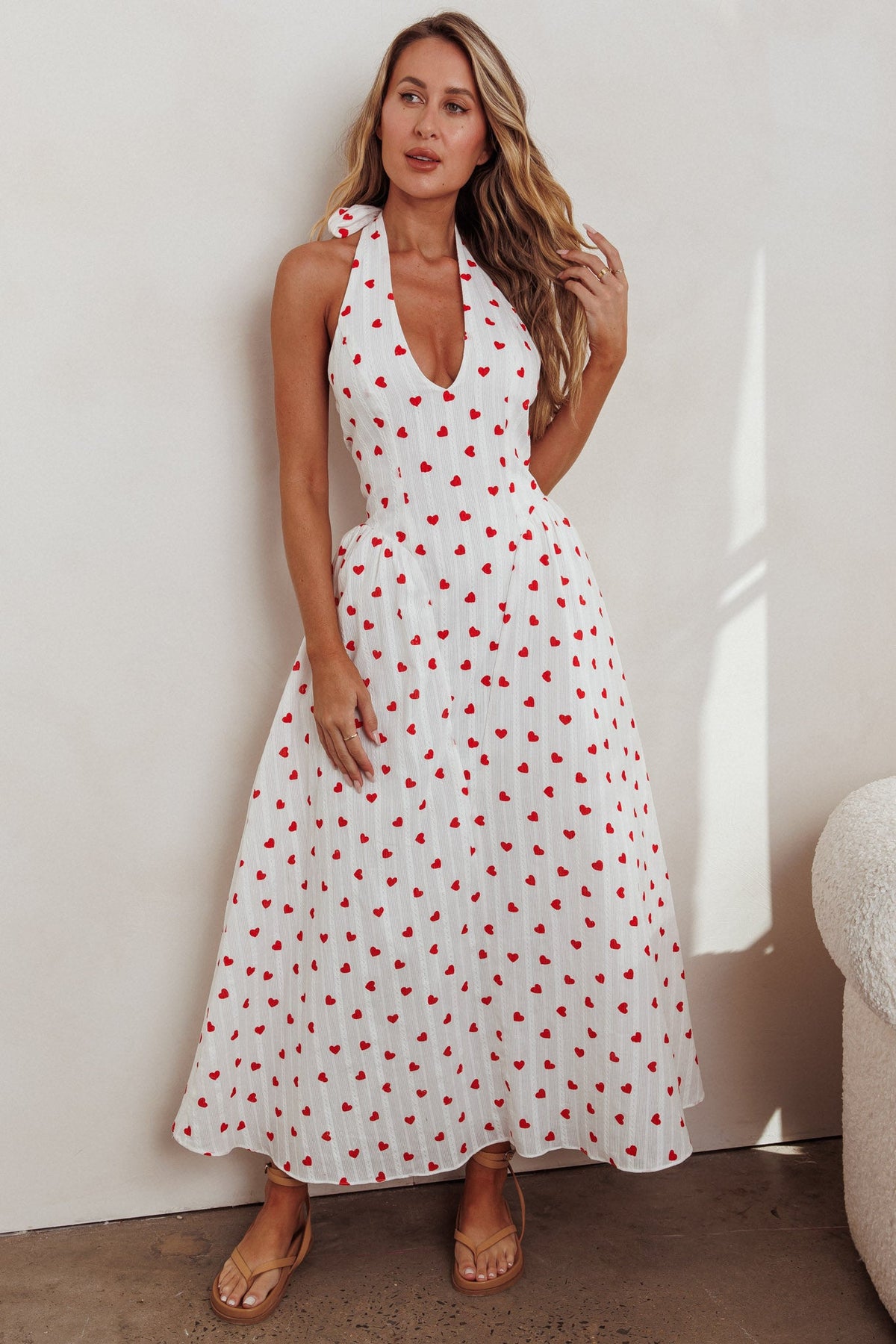 El Corazon Halterneck Dress Heart Print by Selfie Leslie