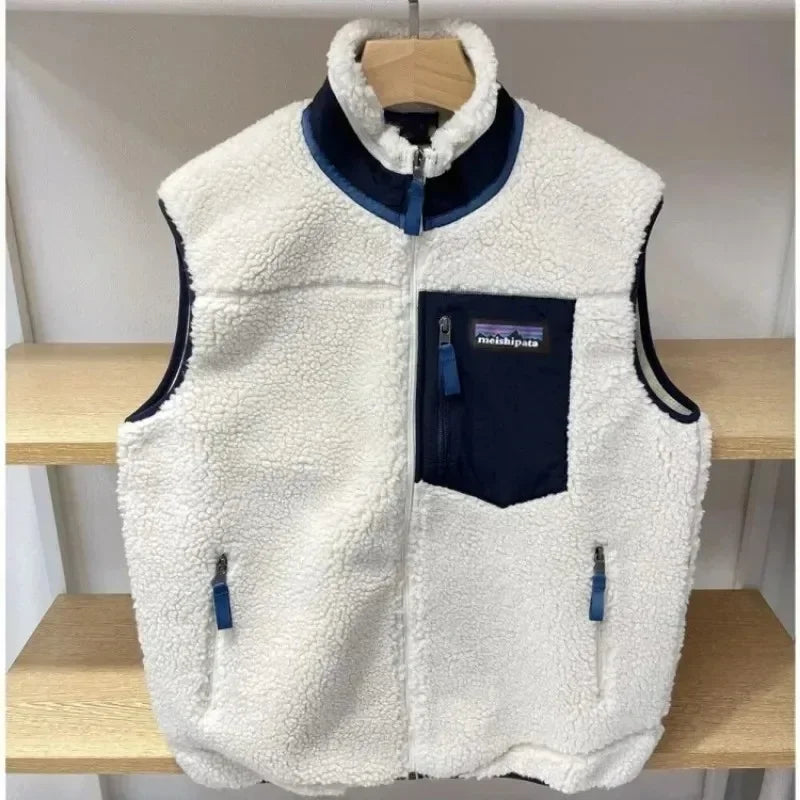 Pata Outdoor Warm Sports and Leisure Stand Collar Fleece Vest for Men and Women