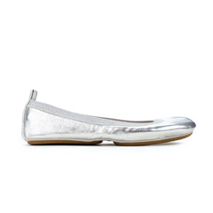 Samara Foldable Ballet Flat in Silver Leather - Yosi Samra  - Women's Flats