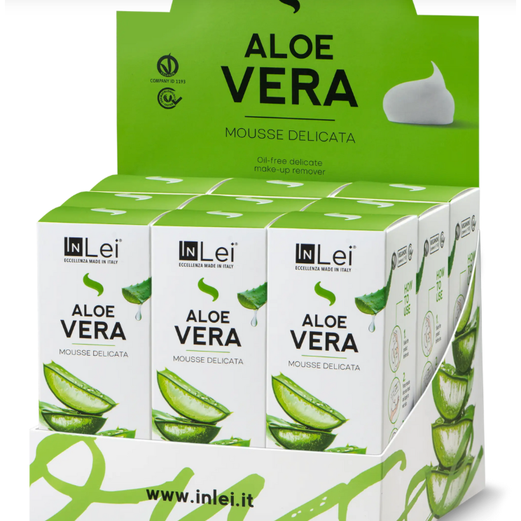 InLei® ALOE VERA Display – gentle makeup remover for eyelashes, eyebrows, and face 100ml