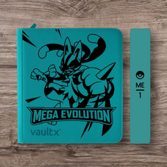 Custom Made Vault X 12 Pocket Ocean Blue Zip Binder / Folder for TCG collection – Mega Evolution Base Lucario Edition