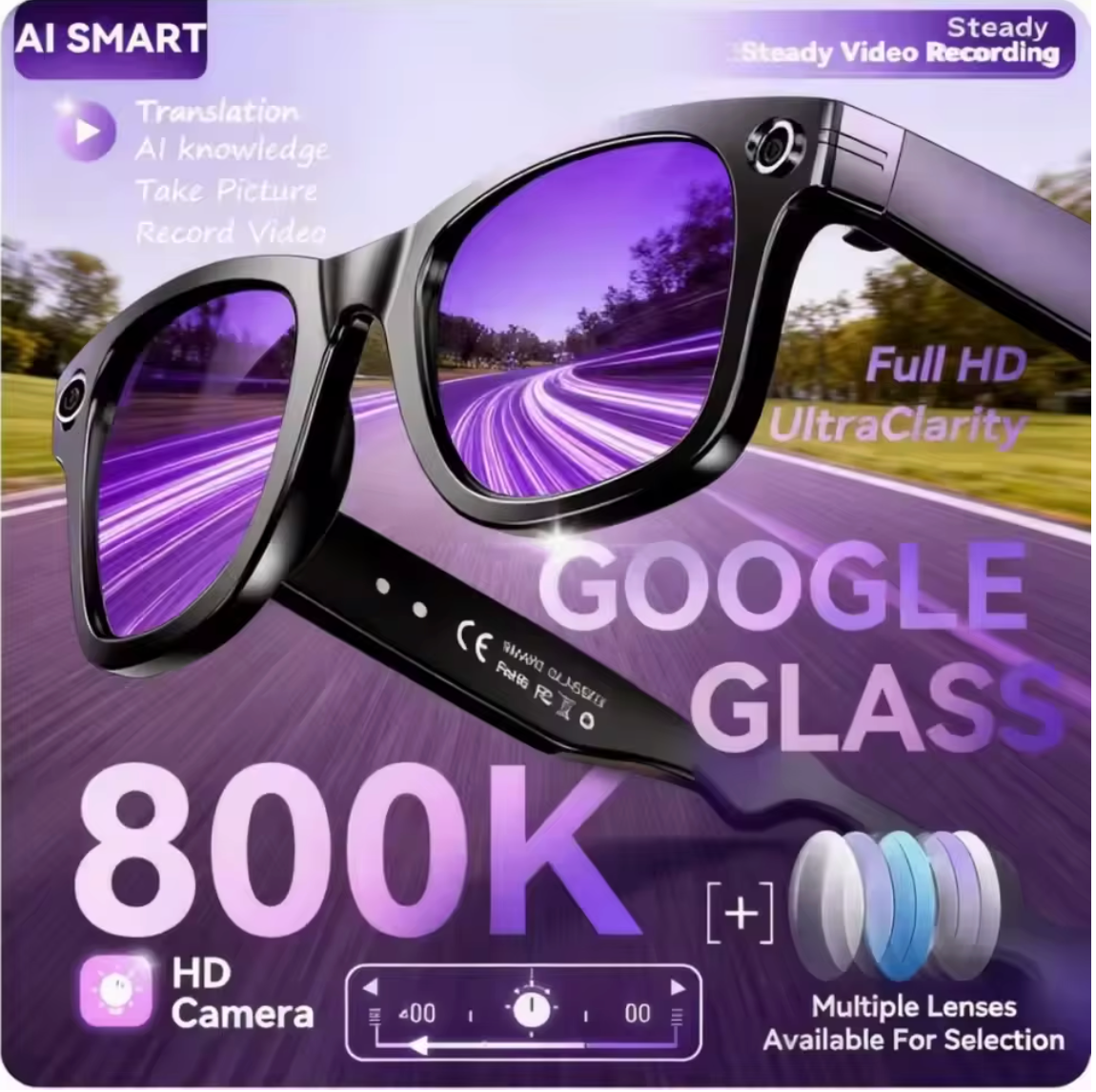 Owly AI Smart Glasses — Camera, Translation, AI Assistant & Audio in One | Lens Selection