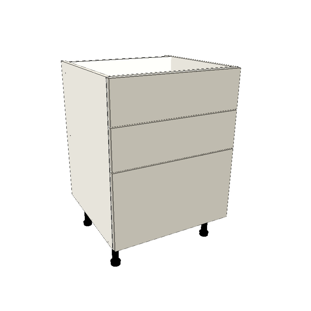 600mm 3 Drawer Hob Base Cabinet (2x Draws 175mm x 595mm) & 1x Draw (355mm x 595mm)