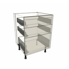 600mm 3 Drawer Hob Base Cabinet (2x Draws 175mm x 595mm) & 1x Draw (355mm x 595mm)