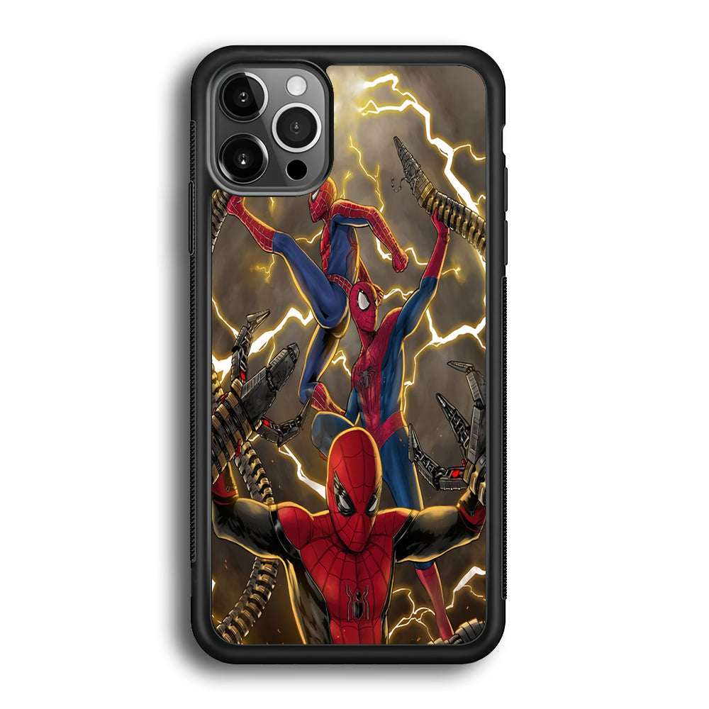 Spiderman VS Octopus iPhone 12 Pro Case Rubber Black (2D Case)