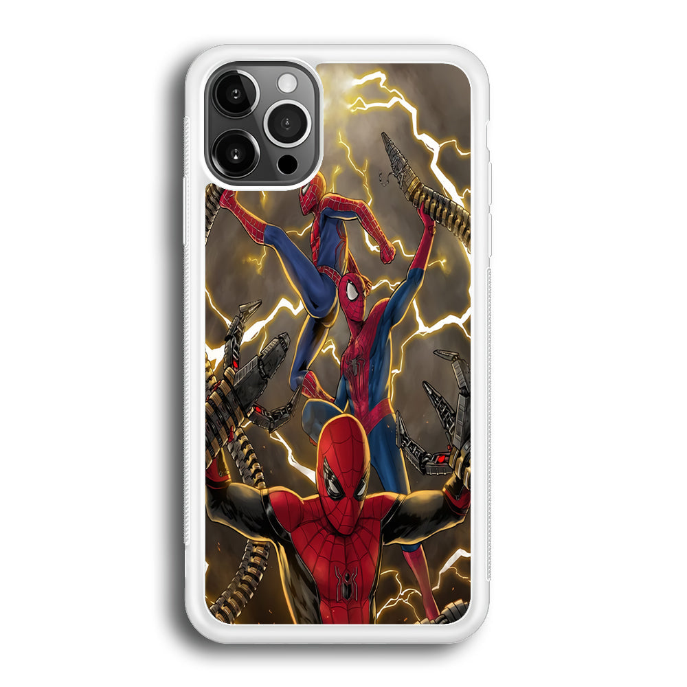 Spiderman VS Octopus iPhone 12 Pro Case Rubber White (2D Case)