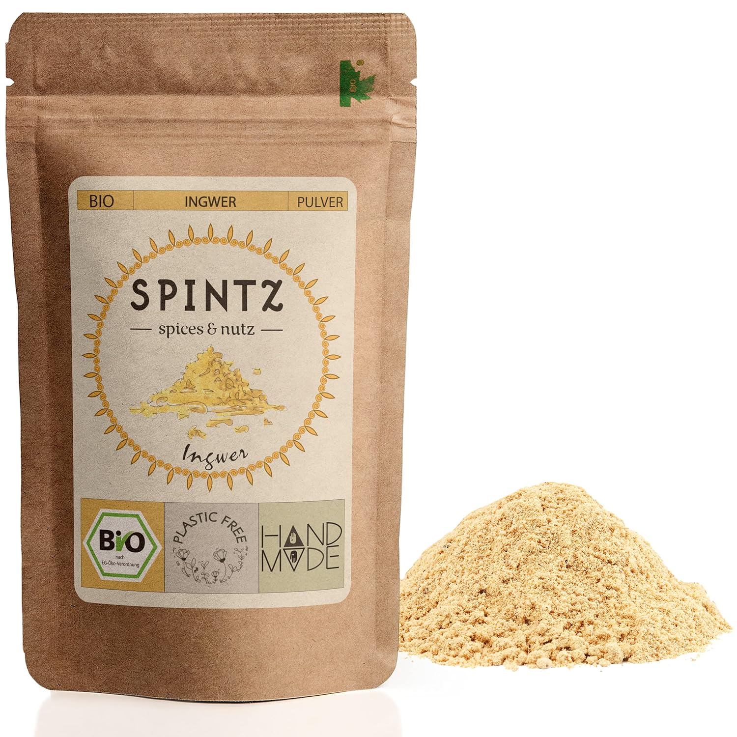 SPINTZ Bio Ingwer gemahlen im nachhaltigen Doypack – fein vermahlen, intensiv im Geschmack und 100 % naturrein