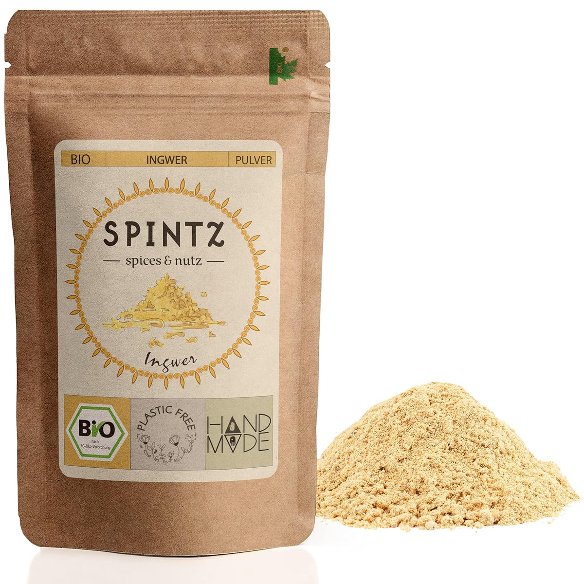 SPINTZ Bio Ingwer gemahlen im nachhaltigen Doypack – fein vermahlen, intensiv im Geschmack und 100 % naturrein
