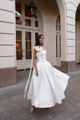 Straight neckline wedding gown