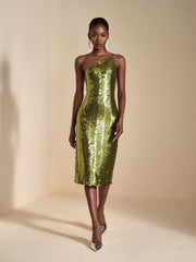Turn heads at your next event in this show-stopping asymmetric sequin bodycon midi dress! Crafted with shimmering sequins that catch the light from every angle, this dress features a flattering bodycon silhouette and a cheeky side slit for movement and sass. The asymmetric neckline adds modern edge to classic elegance, making it perfect for cocktail parties, date nights, or anywhere you want to feel absolutely fabulous. Slip it on and let your confidence do the talking!