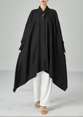 Style Black Asymmetrical Design Oversized Cotton A Line Dresses Summer - Omychic