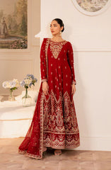 Suave by Emaan Adeel Embroidered Chiffon Unstitched 3 Piece Suit - CIREL - ED25SVF - Red - Festive Collection