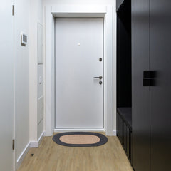 Oval Braided Jute Mat With Black Cotton Border 24x36 Inch, Natural Fiber Rug, Entryway Floor Mat
