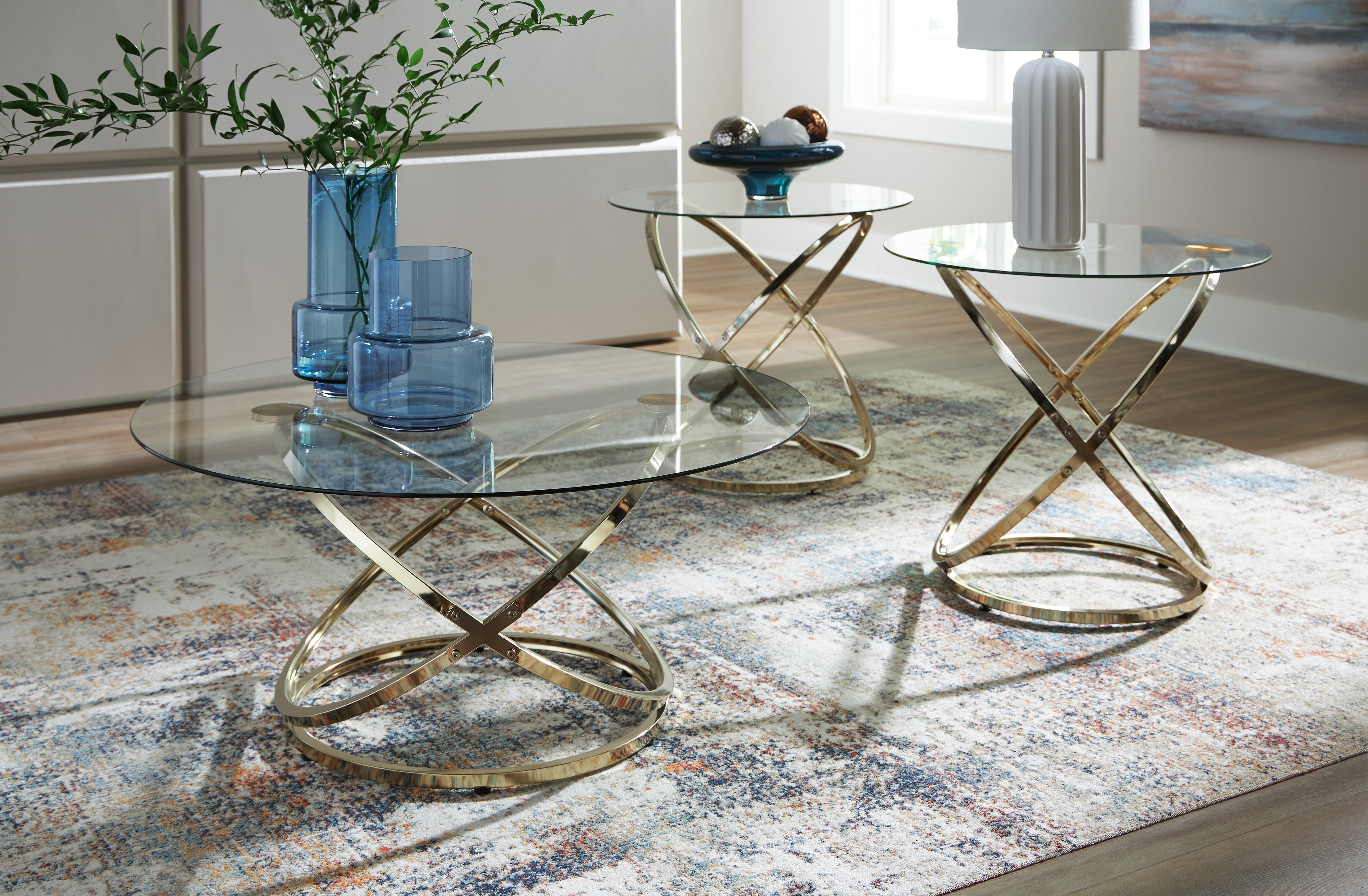 Auburndale Furniture Outlet - Ashley Furniture - Crimonti Table (Set of 3) - Occasional Table Set (3/CN) / Champagne - T273-13