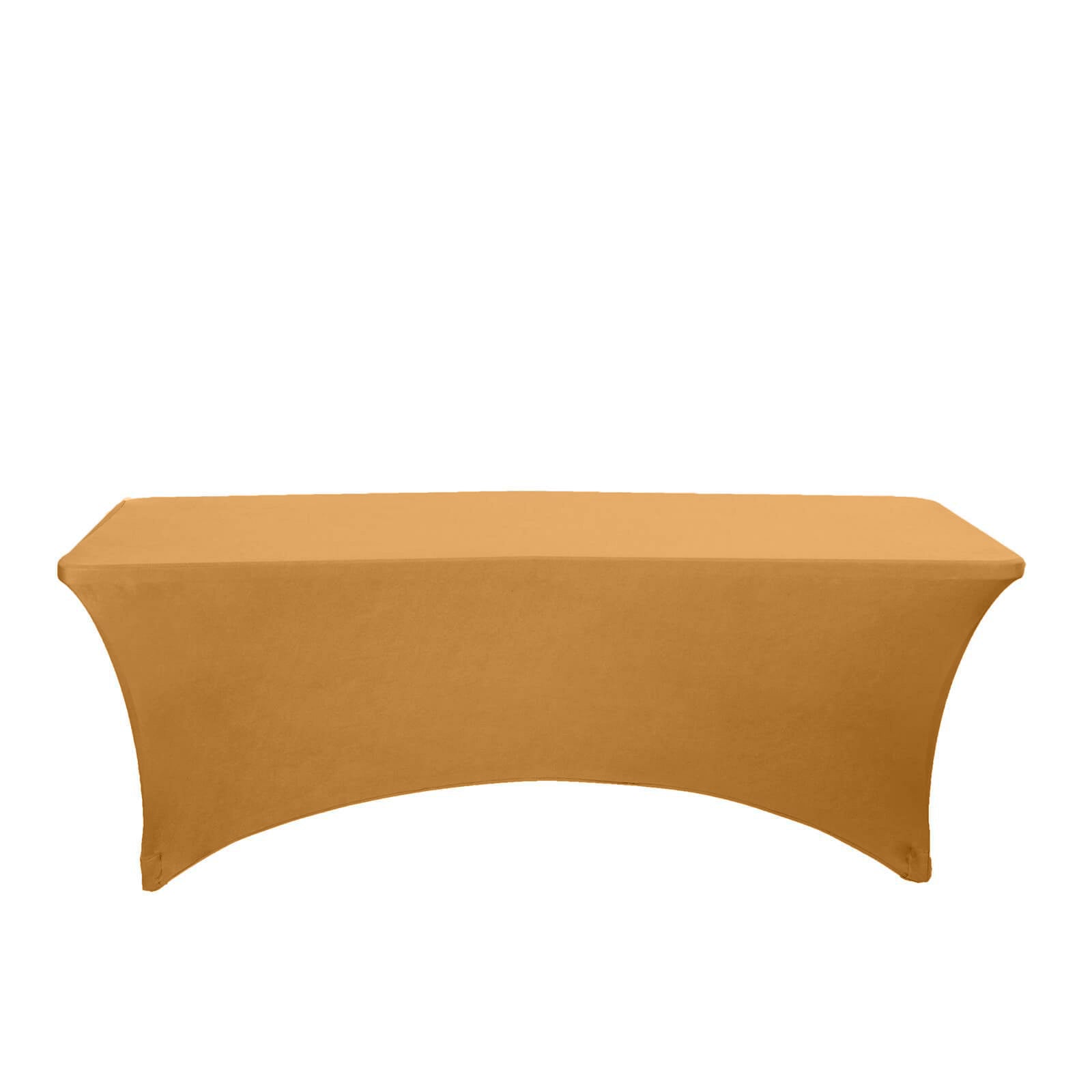 6ft Gold Spandex Stretch Fitted Rectangular Tablecloth
