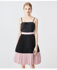 Luxury color block pleated cocktail lbd dress - Vania