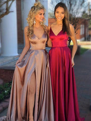 Simple Satin Straps Junior Prom Dress GTEEN069
