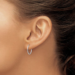 14k White Gold Polished Endless Tube Hoop Earrings - 6