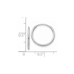14k White Gold Polished Endless Tube Hoop Earrings - 6