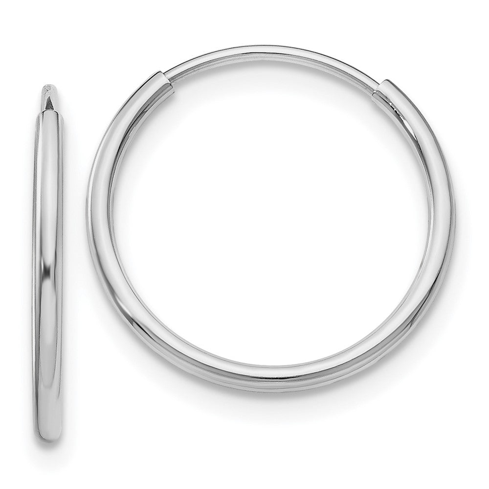 14k White Gold Polished Endless Tube Hoop Earrings - 6