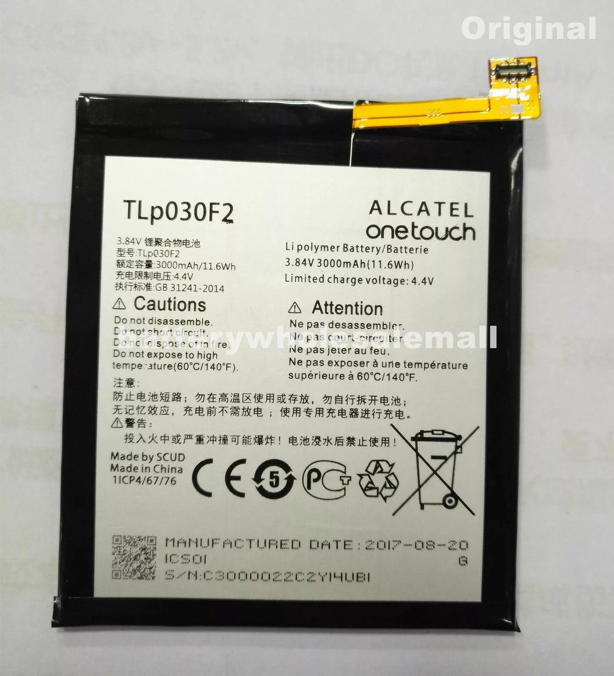 New Original 3000mAh 3.84V Battery TLp030F2 For Alcatel One Touch Idos 4S & Vodafone Smart Platinum 7