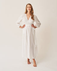 The Linen Wrap Dress - White