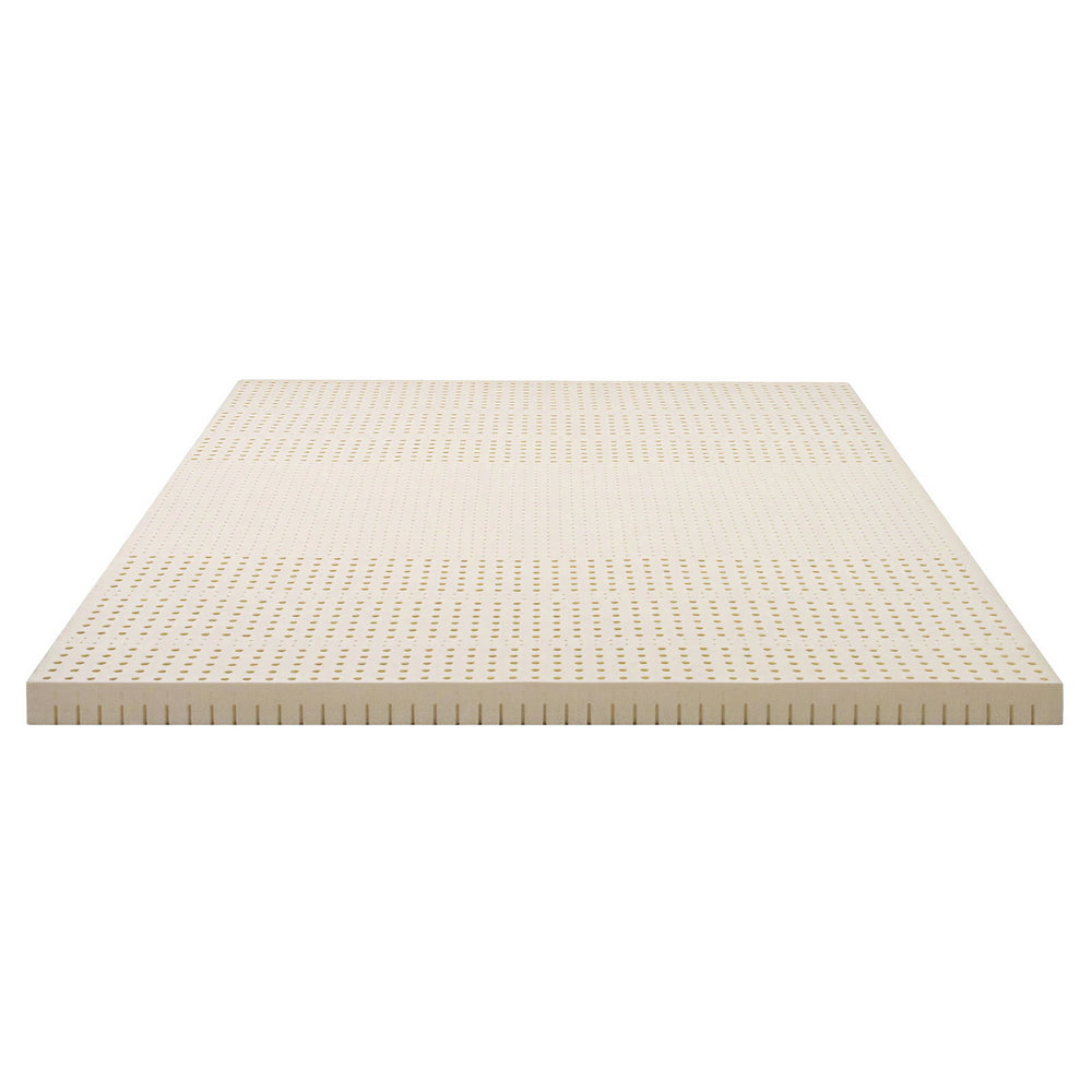 Latex Mattress Topper 7.5cm Double made of natural latex with ventilation holes for breathable comfort on white background