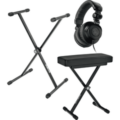 QUIKLOK KEYBUNDLE1-BK – Zwarte bundel met keyboardstandaard, bank en koptelefoon