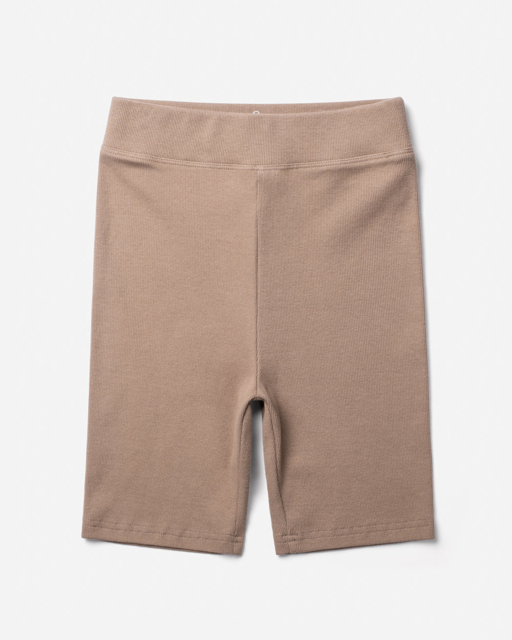 Beige bike shorts on a light gray background