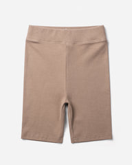 Beige bike shorts on a light gray background