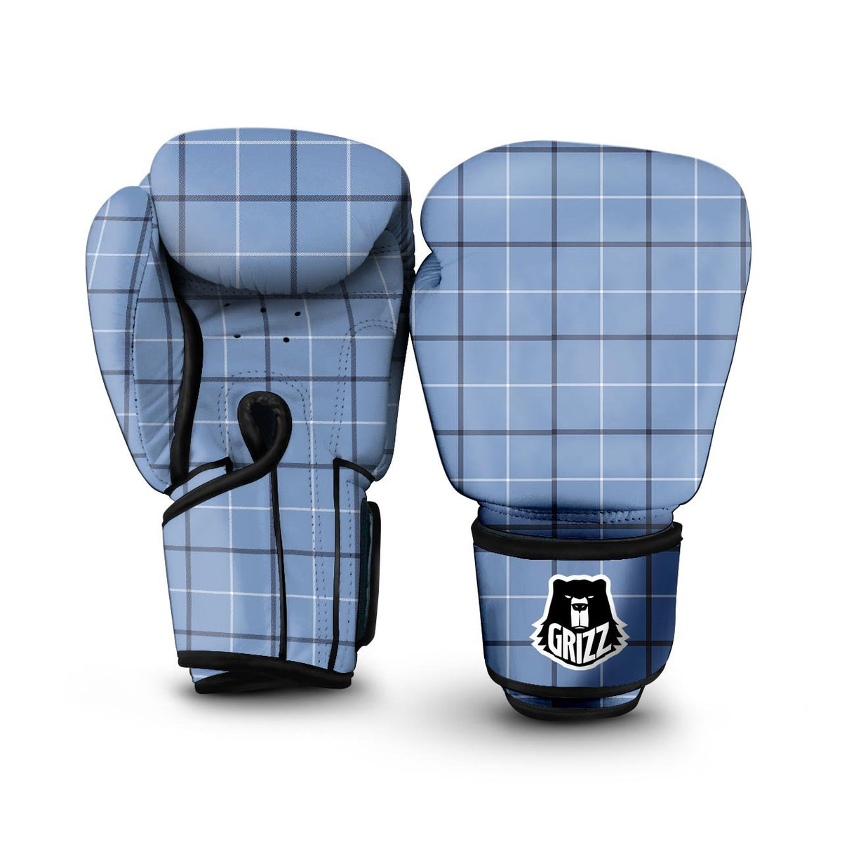 Tattersall Solf Blue Print Pattern Boxing Gloves-grizzshop