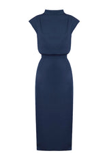 Royal blue TESSA short kimono sleeves midi dress by UNDRESS, featuring a flowy silhouette and elegant design.