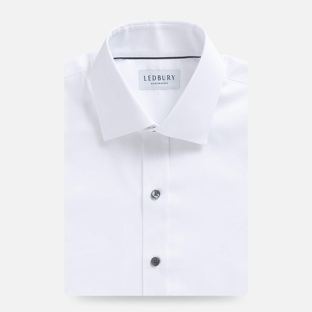 White dress shirt with smoke buttons - lightweight fine twill custom fit