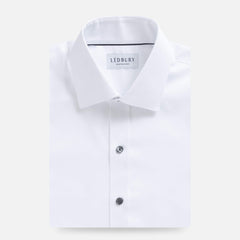 White dress shirt with smoke buttons - lightweight fine twill custom fit