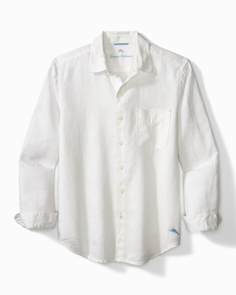 'Tommy Bahama Sea Glass Breezer Linen Shirt' in 'White' colour