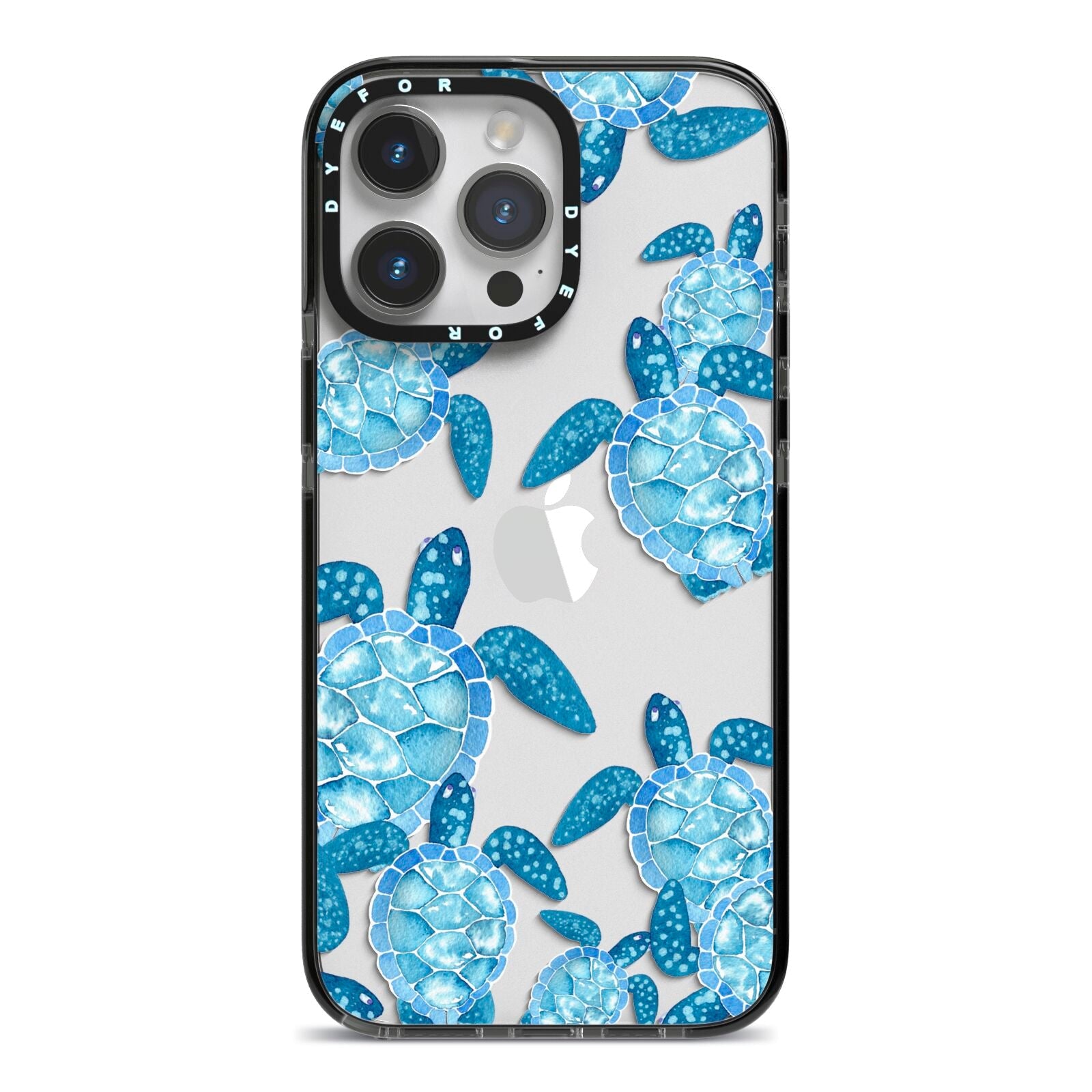 Turtle iPhone 14 Pro Max Black Impact Case on Silver phone
