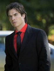 Men's Black Suit Red Shirt Black Tie Package Combo ~ Combination Deal As Seen In The Picture
