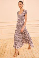 Meadow Floral Cotton Alexi Midi Dress - Front View | Ulla Johnson