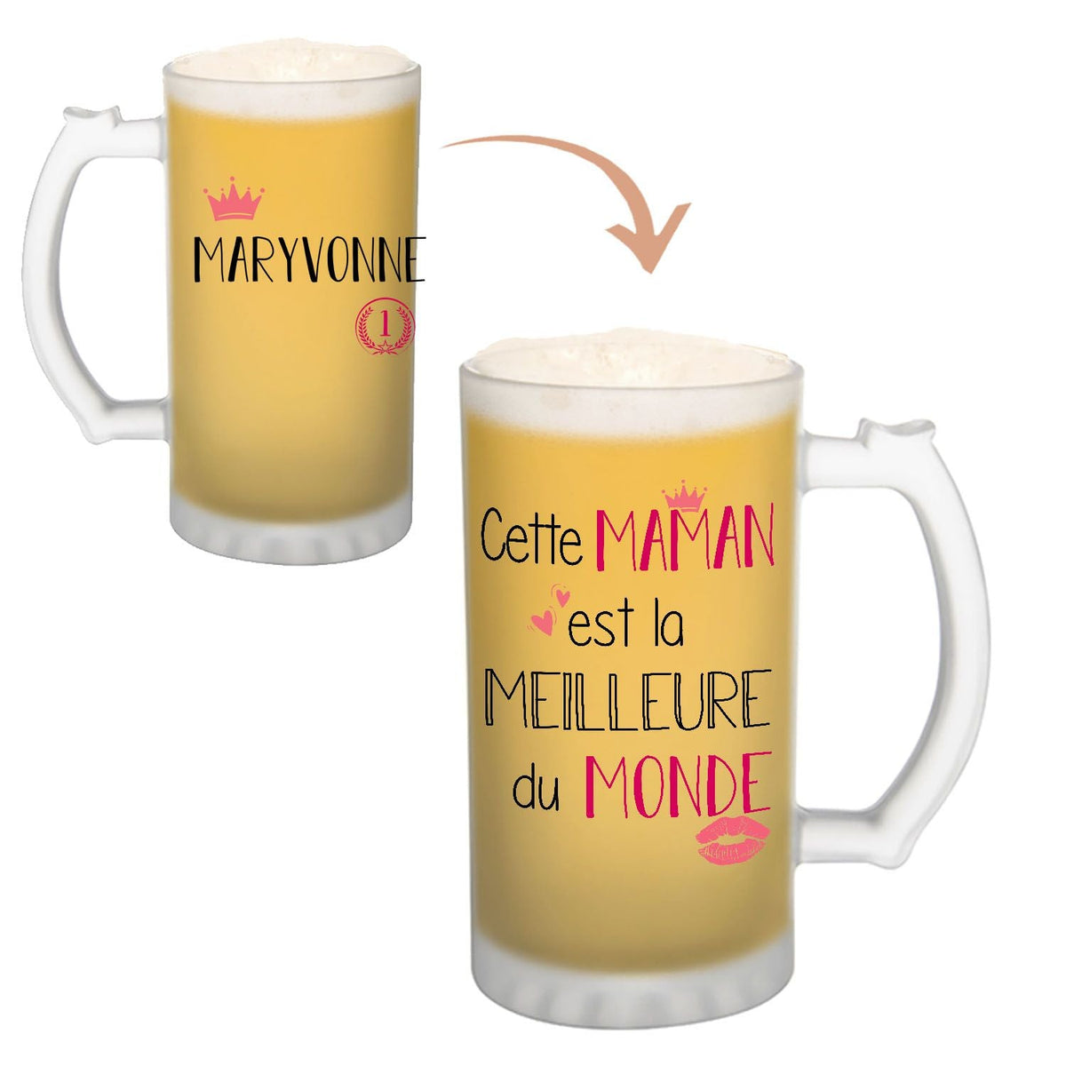 Chope de bière Maryvonne Meilleure Maman - Planetee